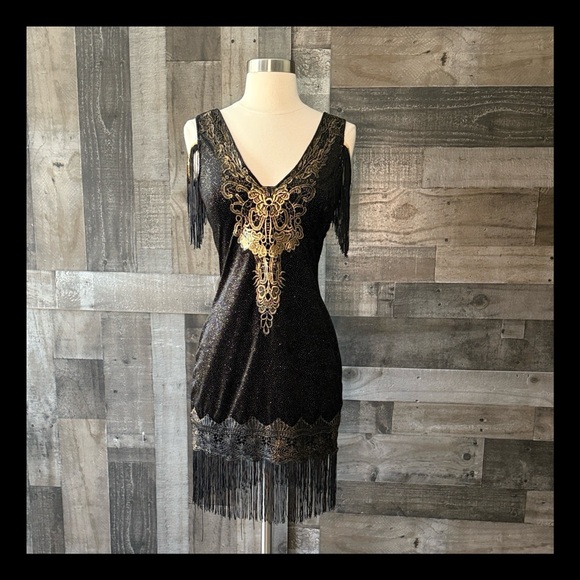 Spirit Halloween velvet flapper dress small 1920s art deco costume dark feminine - Picture 1 of 13